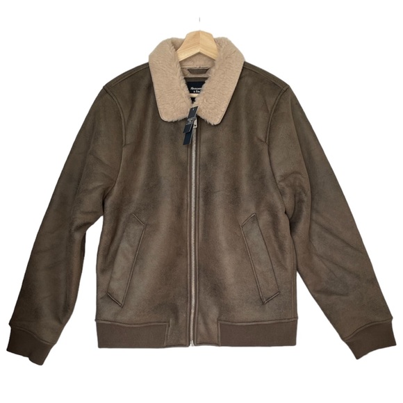 Abercrombie & Fitch Vegan Suede Jacket Coat with Faux Fur Lining, Brown, Men’s M - Picture 1 of 13